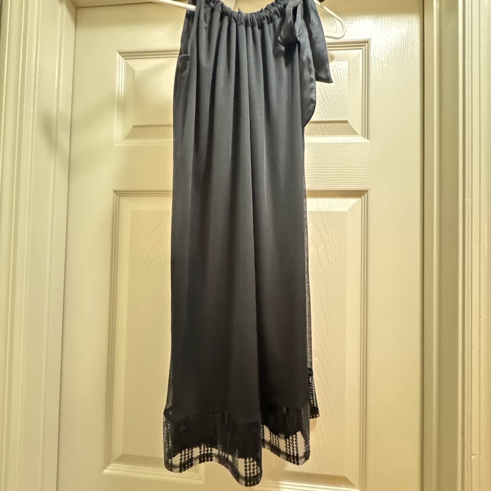 BCX Black Midi Dress with Lace Hem